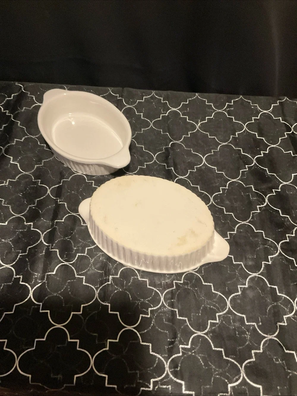 Pair of Oval Ceramic Ramekins with Side Handles